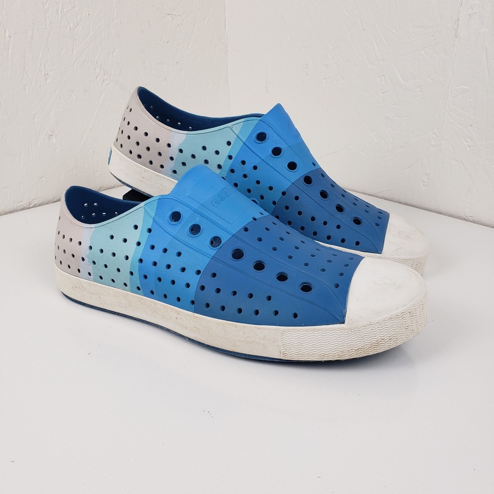 Native Jefferson Blue Ombre EVA Slip On Water Shoes Sneakers Mens 8 Womens 10